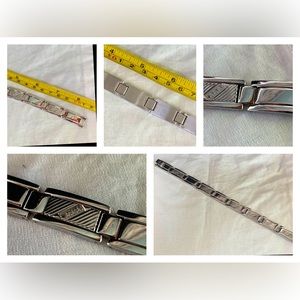 Men’s stainless steel bracelet with scalloped diamond link design 8.5”